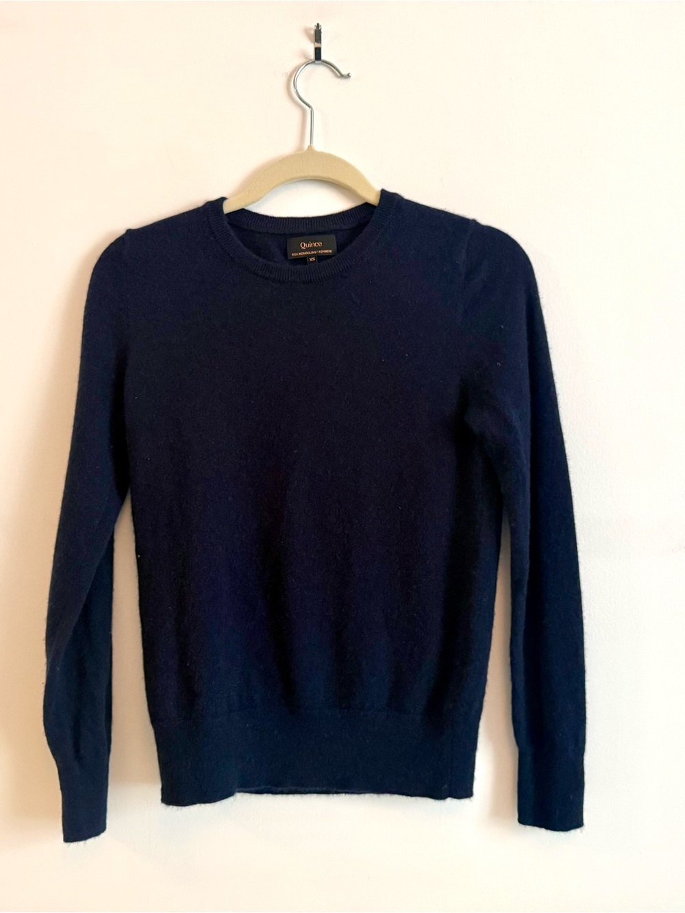 XS Quince Navy Blue Mongolian Cashmere Crewneck Sweater